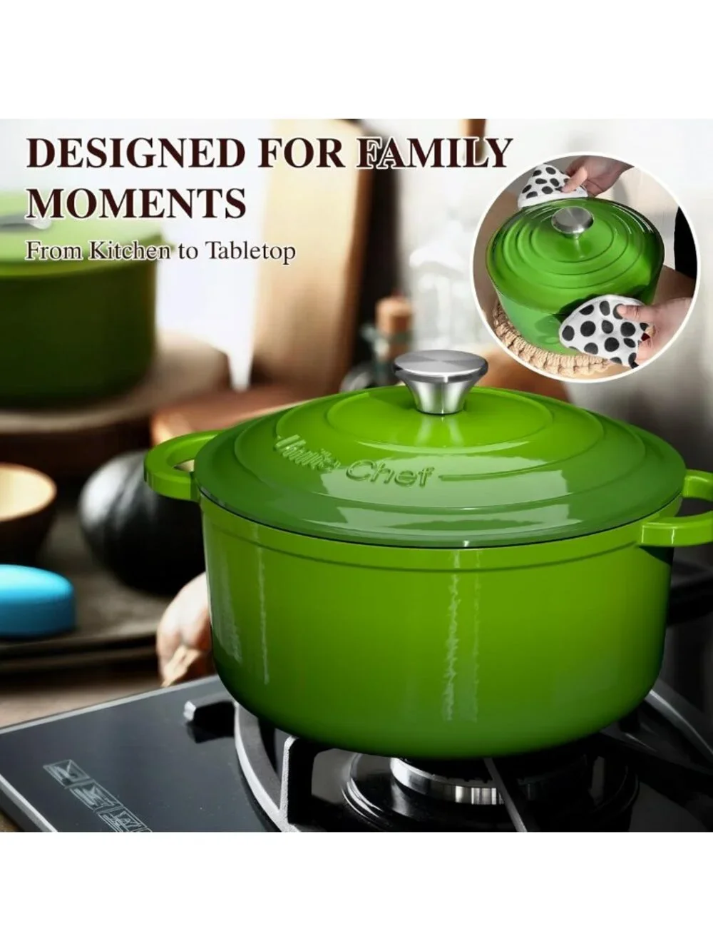 5QT Enameled Cast Iron Dutch Oven Pot with Lid - Heavy-Duty Cookware for Baking